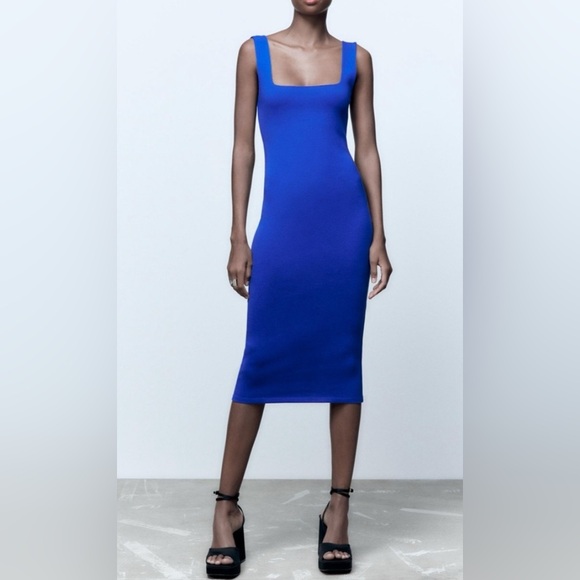 ZARA SQUARED NECKLINE DRESS SIZE M - Picture 1 of 9